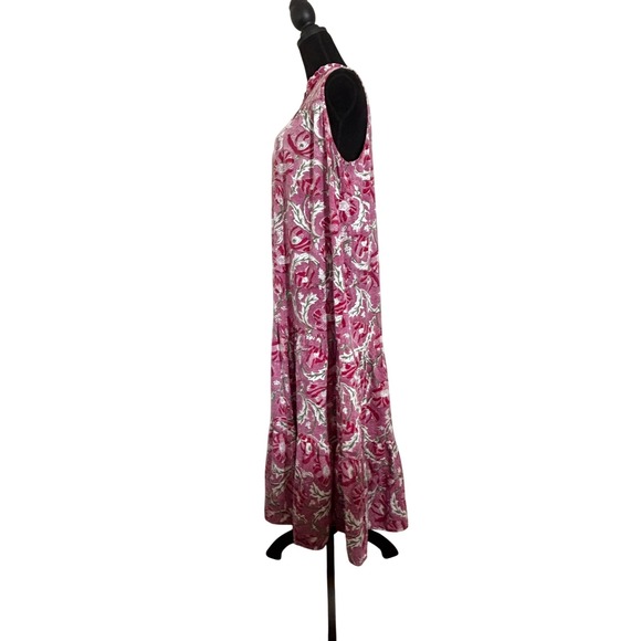 Stark X Maxi Dress Women's Large Sleeveless Pink Floral Cotton Tiered - Picture 10 of 12